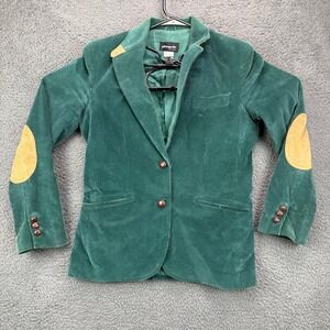 Vintage Pinnacle Green Corduroy Blazer Jacket Elbow Patches Japan Size 7 8846